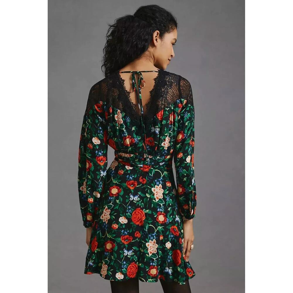 Anthropologie Floral Lace Mini Dress | Boho Romantic, 6, Flare Wedding, NWT $160 - Picture 2 of 10